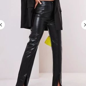 NWT missguided faux leather slit pants